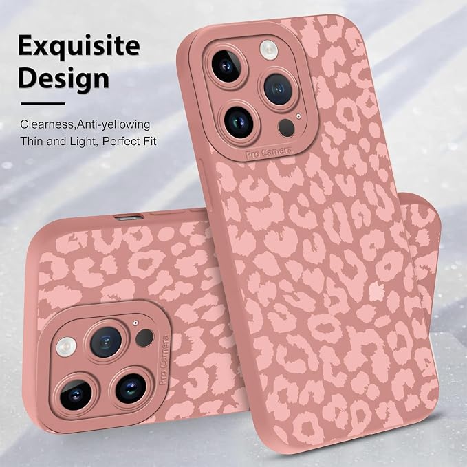 Cute Pink Cheetah Print Phone Case for iPhone 14 Pro Max 6.7" | Aesthetic Leopard Pattern Design Cover Full Camera Lens Protective Shockproof Soft Slim TPU Funda for Women Girls - Image 4