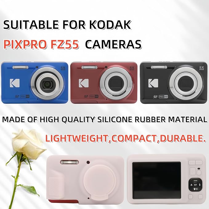 Case for Kodak PIXPRO FZ55, FZ55 accessories | Soft Silicone Protective Case Removable Lens Cover, Comes with 2 Screen Protectors and 1 Wrist Strap. (Jelly Pink) - Image 2