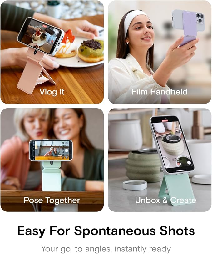 MOFT Phone Tripod Stand, Portable Selfie Stick for iPhone, Mulit-Angle | Pocket Size | Strong Magnets l MOVAS Leather | Magsafe Compatible | Easy to Charge | Stylish |For Content Creators - Image 4