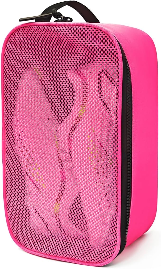 Golf Shoe Bag for Travel, Ventilated Sports Shoes Carrier, Portable Football Boot Organizer for Gym Men Women (1 Pcs-Hot Pink) by Suaetiai