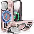 Camera Stand Case for iPhone 16E / 17E, [Compatible with Mag Safe] [Lens Cover] 2024 Version Military Grade Protective Soft Case for iPhone 16E / 17E 6.3 inch Men Women, Pink by WASTROYAL