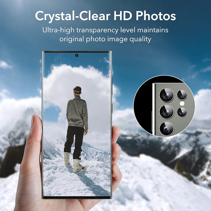 ESR for Samsung Galaxy S23 Ultra Camera Lens Protector, 1 Pack, Clear | Individual Camera Cover, 9H Tempered Glass, Original Camera Clarity, Scratch-Resistant, Case Friendly - Image 5