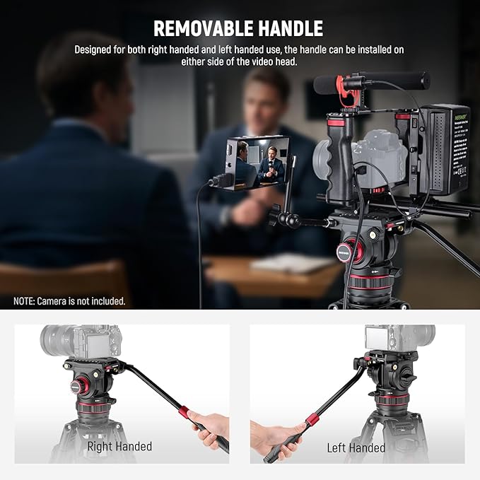 NEEWER 78" Video Camera Tripod Carbon Fiber with Damping Adjustable Fluid Head, One Step Quick Release with QR Plate & Handle, Heavy Duty Tripod Stand for DSLR Cameras Camcorders, Max Load 22lb, LL37 - Image 7
