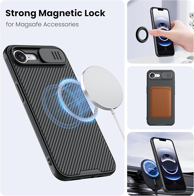 Nillkin Magnetic for iPhone 17E/16E Case MagSafe, Upgraded Slide Camera Cover, Compatible with MagSafe, [Shockproof Protective] Slim Case for iPhone 17E(2026)/16E(2025) 6.1 inch, Black ﻿ - Image 2
