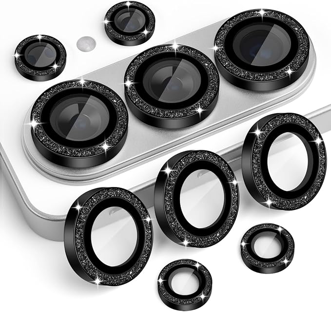 Camera Lens Protector for Samsung Galaxy S26 Ultra, Glitter Black | Tempered Glass, Auto-align Tray, Easy Installation, Case Friendly, Anti-Scratch, HD Clear, Ultra Slim by Rayorcon