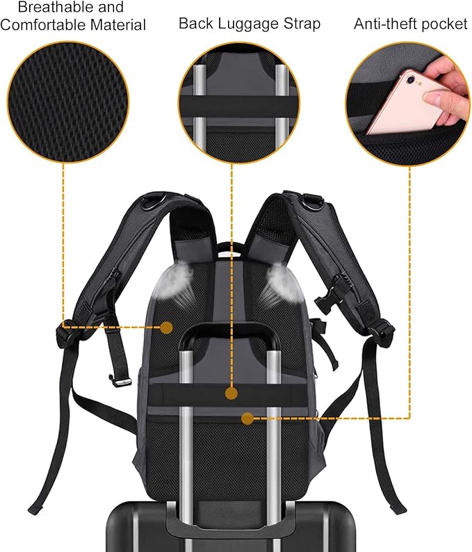 MOSISO Camera Backpack, DSLR/SLR/Mirrorless Photography Camera Bag | 15-16 inch Waterproof Hardshell Case with Tripod Holder&Laptop Compartment Compatible with Canon/Nikon/Sony, Gray - Image 8