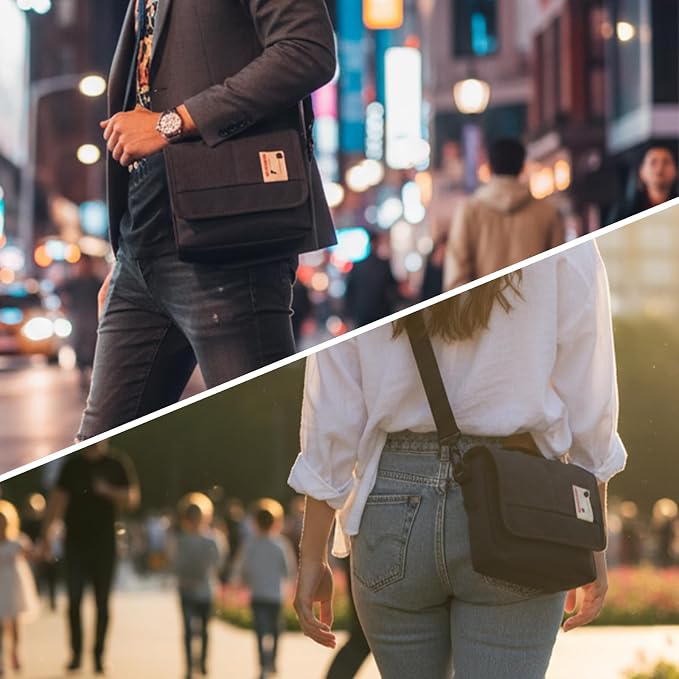 Camera Bag Purse Small Messenger Shoulder Bag for Mirrorless DSLR Camera Waterproof Canvas Compact Photography Case, Black Gray - Image 4