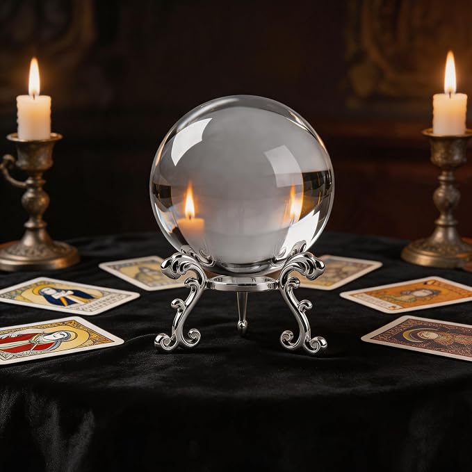 ZEERSHEE 3.9in Crystal Ball with Stand, Photography Prop for Decor | Premium K9 crystal Polished for exceptional clarity Includes display stand and gift box Ready to display - Image 2