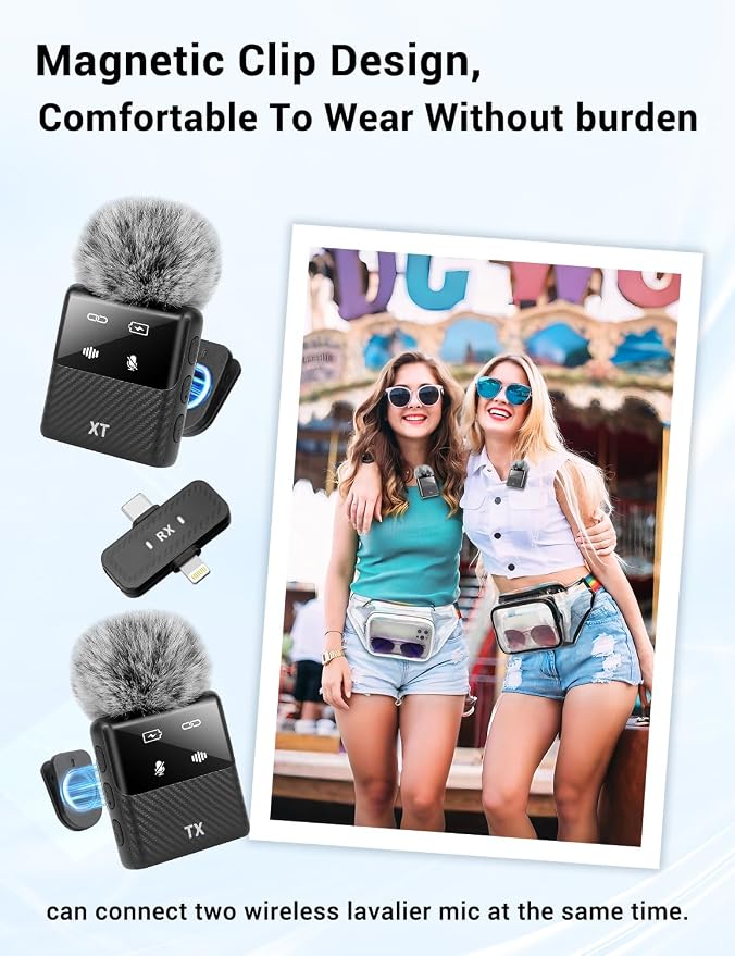 Mini Wireless Lavalier Microphone for iPhone, iPad, Android Phone, Noise Reduction Plug and Play Magnetic Clip on Lapel Mic for Video Recording Podcast Vlogging - Image 7