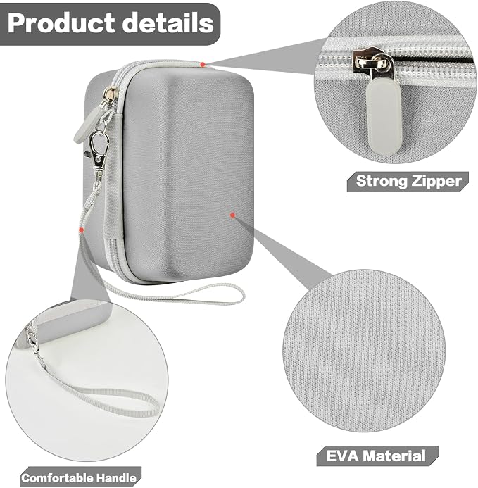 Film Camera Case for Kodak EKTAR H35 H35N Half Frame Film Camera | Camera and 35mm Film Rolls Storage, Mesh Pocket for Small Accessories, Travel and Home Organization; Large, Grey, Case Only - Image 4