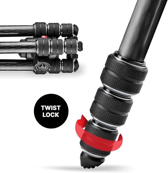 Manfrotto Befree Advanced Twist Camera Tripod Kit, Travel Tripod Kit with Fluid Head and Twist Closure, Portable and Compact, Carbon Camera Tripod for DSLR, Reflex, Mirrorless, Camera Accessories - Image 6