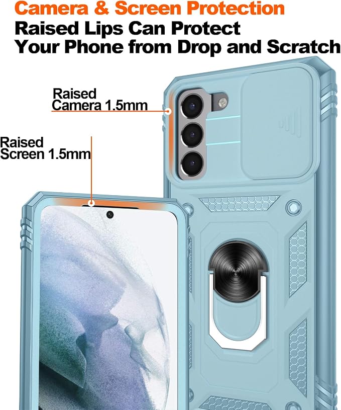 Gritup for Galaxy S21 Phone Case Military-Grade Shockproof with Kickstand | with 2 PCS Screen Protector, Slide Camera Cover, Heavy Duty Outdoor Protection Full Body Funda para Galaxy S 21 Cover-Green - Image 5