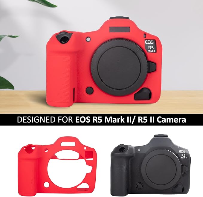 MUZIRI KINOKOO Silicone Case Compatible for Canon EOS R5 Mark II Digital Camera, Soft Rubber EOS R5 Mark II/EOS R5 II Protective case Cover with Anti-Slip Design - Red - Image 2