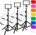 LED Photo Video Light 3-Pack,Dimmable 5600K USB LED Continuous Lighting Kit | Photography Lights with Tripods and Color Filters for Photo Studios, YouTube, TikTok, Video Recording, Game Streaming by Ci-Fotto