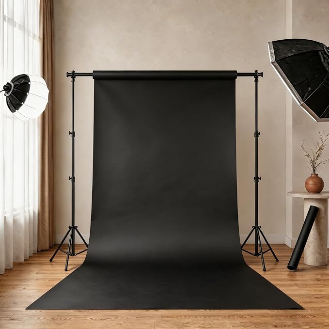 Black Seamless Paper Backdrop, Black Photo Backdrop 86" x32.8' | Heavyweight matte backdrop paper with non-reflective surface for photoshoots, portraits, videos and studio photography. - Image 2