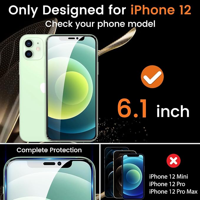 Lesakit 3+3 Pack Privacy Screen Protector for iPhone 12 6.1-Inch with 3 Pack Camera Lens Protector, Anti Spy Tempered Glass Film 9H Hardness Bubble Free Case Friendly - Image 2