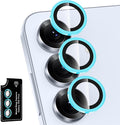 for Samsung Galaxy S25 Plus Camera Lens Protector, Individual Metal Ring Tempered Glass Lens Cover, [Strong Adsorption] Scratch Resistant Ultra-Thin HD Clear Lens Cover, 1 Set-Blue Shine by Btscase