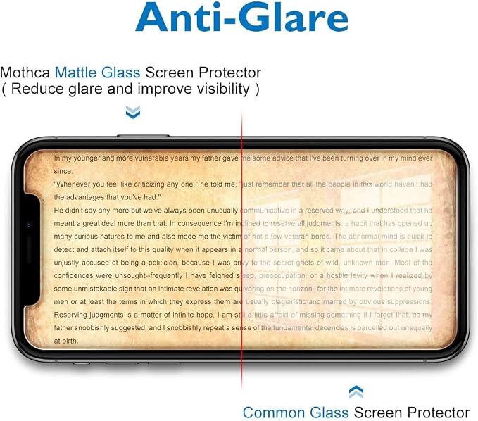 Mothca 2 Pack Matte Glass Screen Protector Compatible with iPhone Xs/iPhone X/iPhone 11 Pro, Anti-Glare & Anti-Fingerprint Tempered Glass Film - Image 3