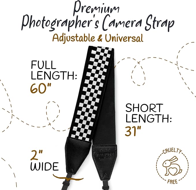 Art Tribute Camera Strap - Shoulder, Crossbody & Neck Camera Strap for Photographers, Fits All Cameras, Canon Nikon Sony Fujifilm, Padded Strap W/Quick Release, Embroidered Cotton & Leather Ends - Image 5