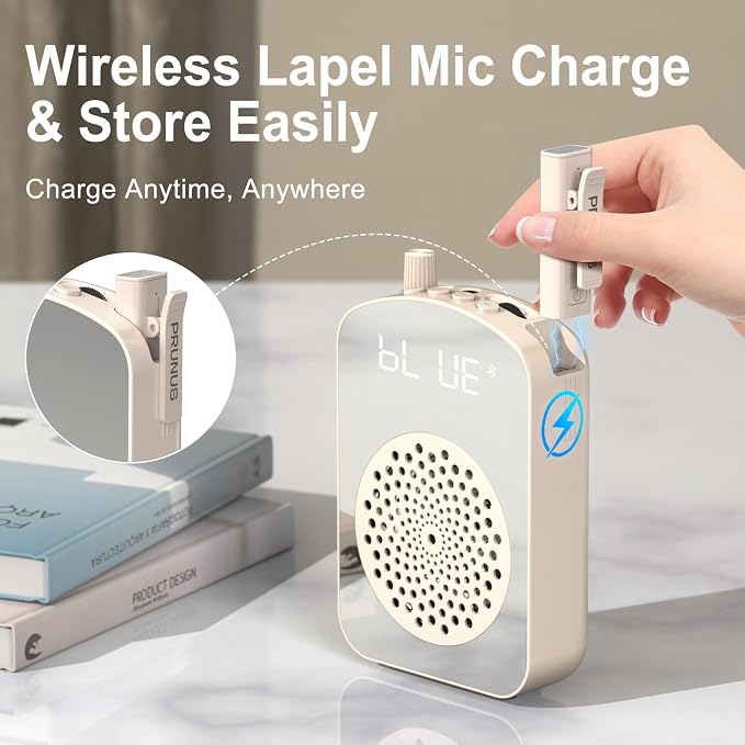 PRUNUS A10 Voice Amplifier Wireless with Lavalier Microphone | Charging &Storage,Portable Voice Amplifier with Laple Mic Speaker,Mini Voice Amplifier for Classroom,Speech,Training Outdoor - Image 3