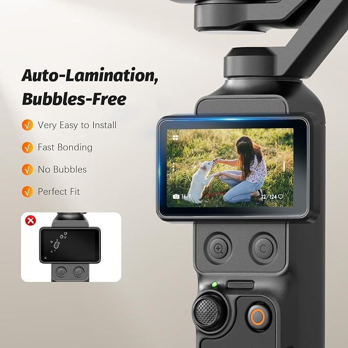 AMAZEAR Screen Protector Combo for DJI Osmo Pocket 4 Pro & Osmo Mobile 8P Viewfinder (4 Pack) – 2x Tempered Glass for Pocket 4P + 2x for OM 8P, 9H Hardness, Ultra HD, Touch Sensitive, Bubble-Free - Image 3