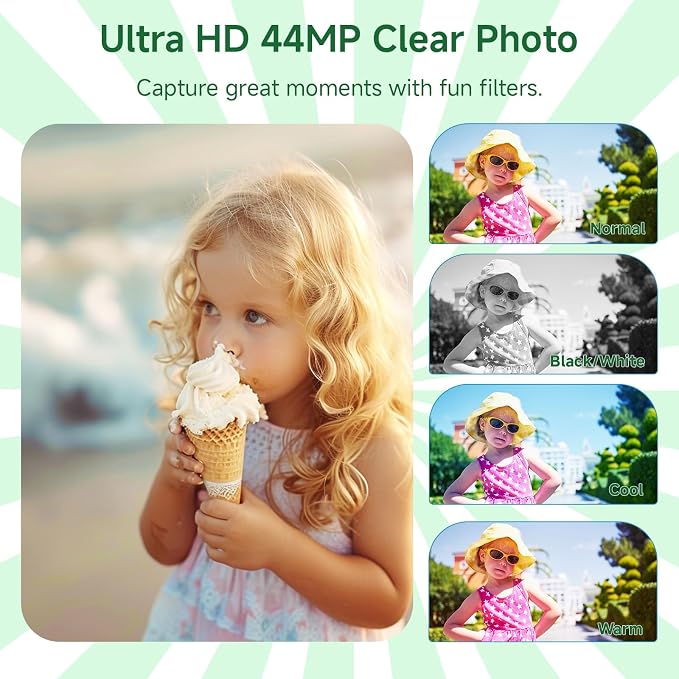 Digital Camera, FHD 4K Autofocus Compact Digital Cameras for Teens, Green Point and Shoot Camera for Kids with 16X Zoom, 64GB SD Card, 2026 Upgraded Small Digital Camera for Boys Girls Teens Kids Gift - Image 4