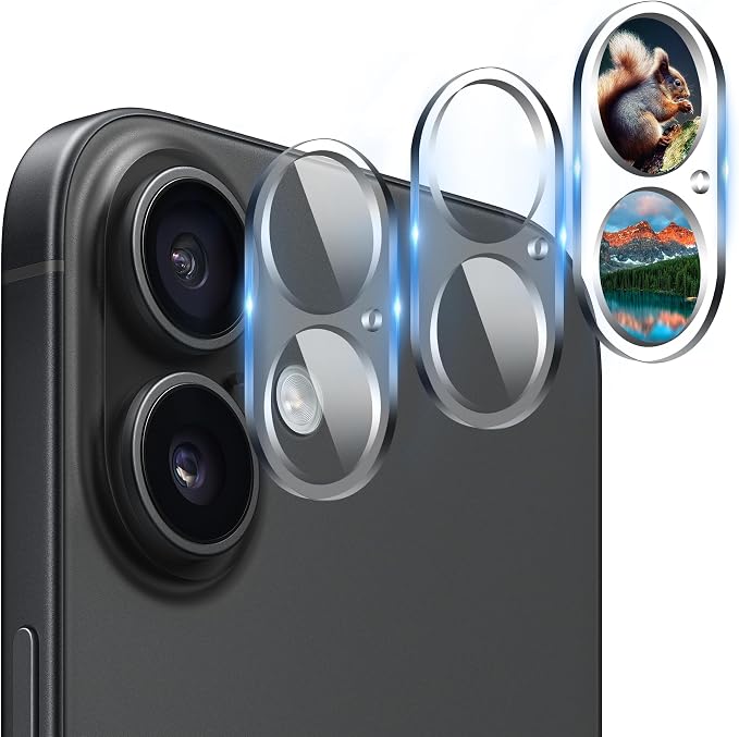 Camera Lens Protector (3 Pack) Compatible with iPhone 16 6.1" & iPhone 16 Plus 6.7" Camera Lens Cover Protection, 9H Tempered Glass, HD Clear Anti-Scratch [Night Shooting Mode] by AIYEENDirect