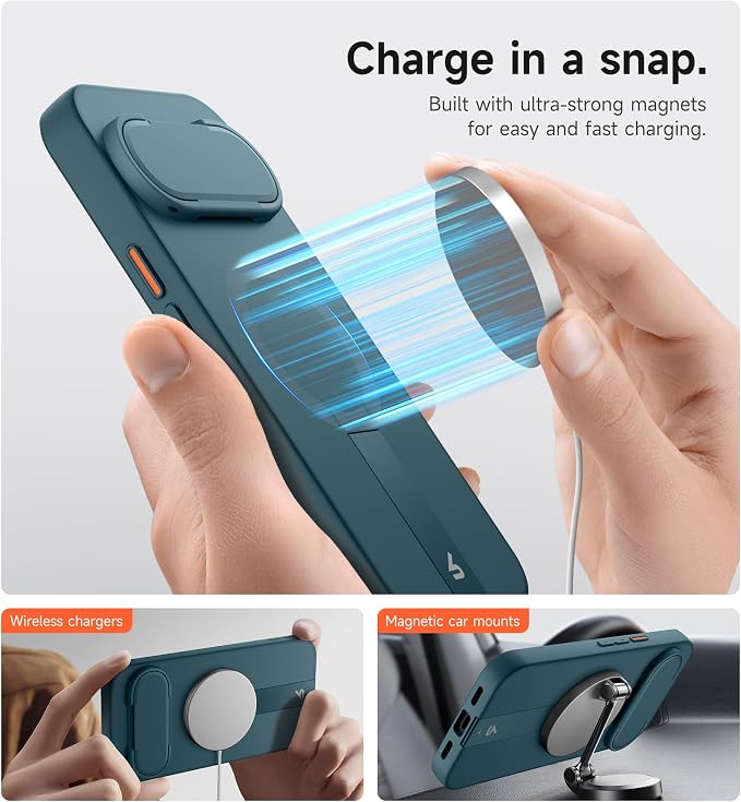 SURITCH for Google Pixel 11/11 Pro Phone Case, Compatible with MagSafe, Protective Cover with Camera Cover & Adjustable Metal Kickstand for Pixel 11/11 Pro 2026 -Lake Green - Image 5