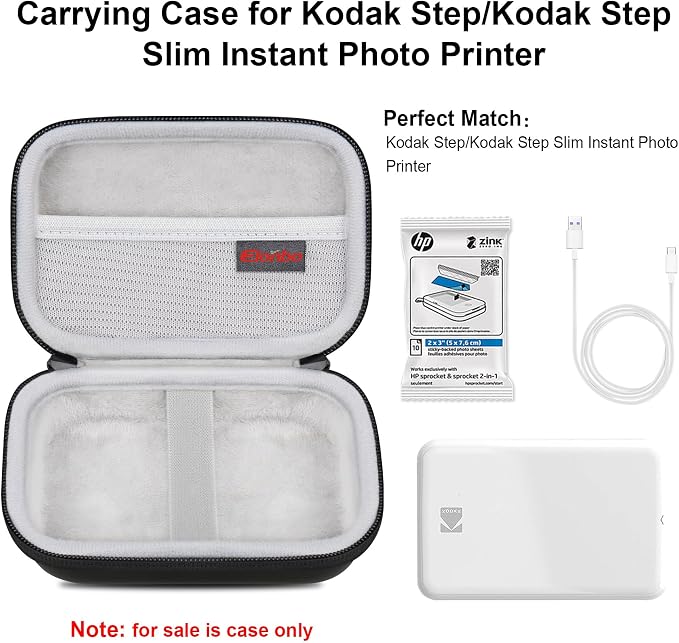 Elonbo Camera Carrying Case for KODAK Step Instant Smartphone Photo Printer | KODAK Step Portable Mini Color Wireless Mobile Printer Hard Travel Bag, Instant Color Picture Printer Storage Holder, Black - Image 2