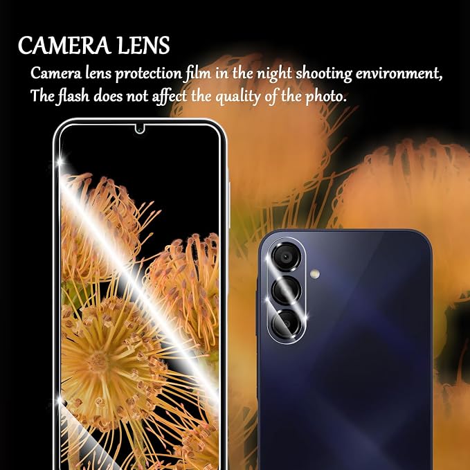 Galaxy A15 HD Clear Tempered Glass Screen Protector + Camera Lens Protectors, [2+2 Pack] [3D Glass] [Anti-Glare] [Bubble-Free] Screen Protector Glass For Samsung Galaxy A15 5G/4G - Image 5
