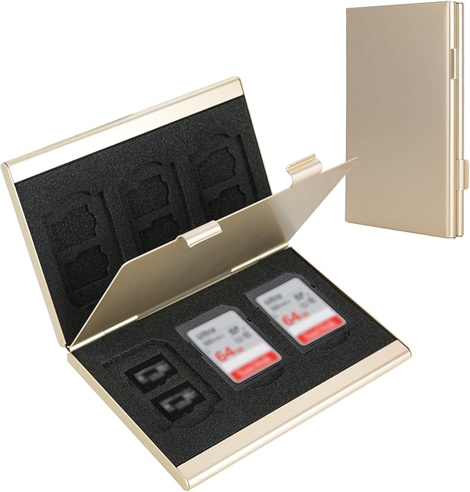 SD Card Holder, SD Card Case,LAVILI CF Memory Card Holder Case Aluminum | Alloy Hard Shell, Double-Layer Capacity for 6SD Cards and 12 TF Cards by LAVILI