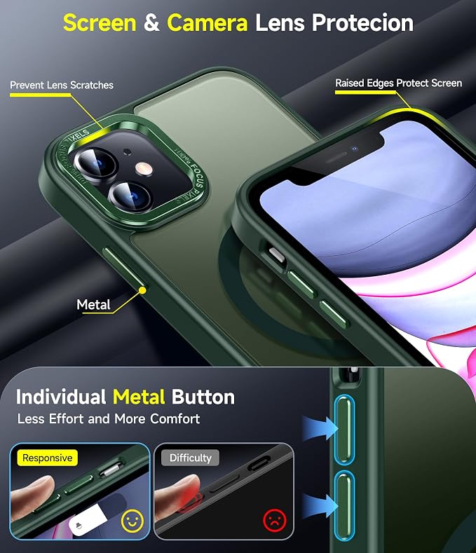 LeYi for iPhone-11 Phone Case Green Compatible with MagSafe Magnetic[ Screen Protector X2 + Camera Cover X2]Funda Para ipone 11case Military Grade Protective Cover Cases for i Phone 11 iphone11,Green - Image 4