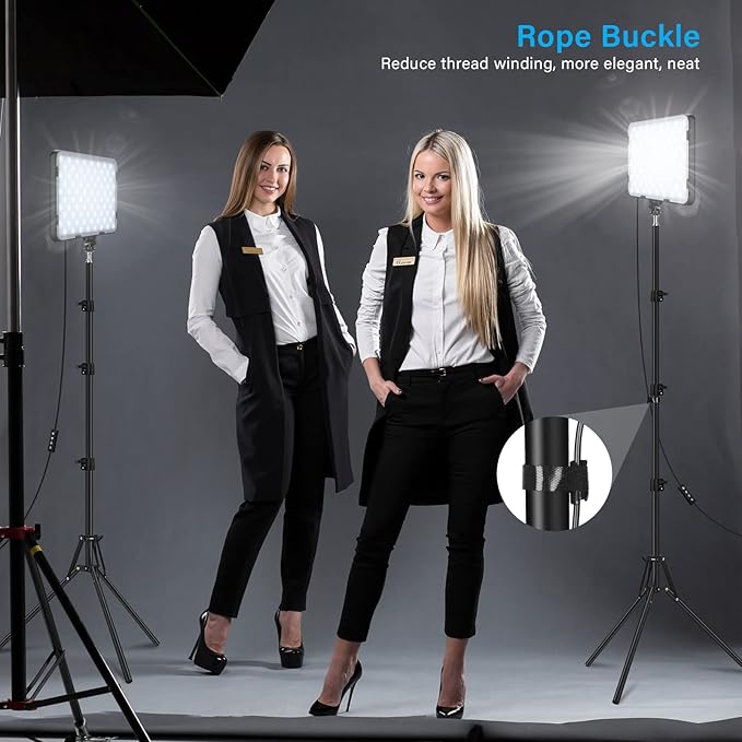 2 Pack LED Video Light with 63'' Tripod Stand, Obeamiu 2500-8500K Dimmable Photography Studio Lighting for Video Film Recording/Collection Portrait/Live Game Streaming/YouTube Podcast, USB Charger - Image 6