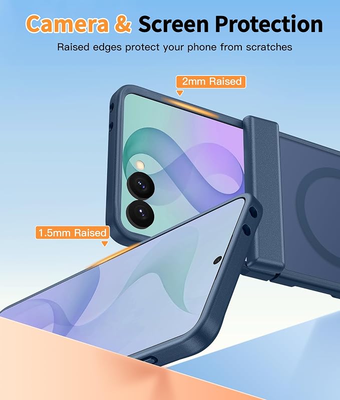 FNTCASE for Samsung Galaxy Z Flip 8 Case, Fit for Magsafe, Screen Protector | Hinge Protection, Translucent Matte, 18FT Military Grade Drop Proof, Protective Phone Cover, Blue - Image 6