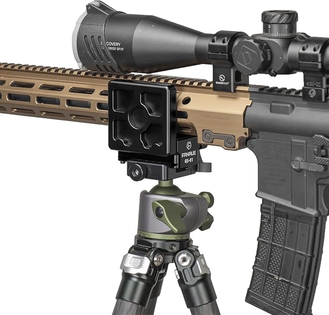 FANAUE GS-01Arca Swiss Rifle Saddle Mount, Hunting Tripod Clamp with Quick Release Plate, Shooting Tripod Rest, Enhanced Accuracy Ball Head & Adapter for Hunting and Shooting - Image 7