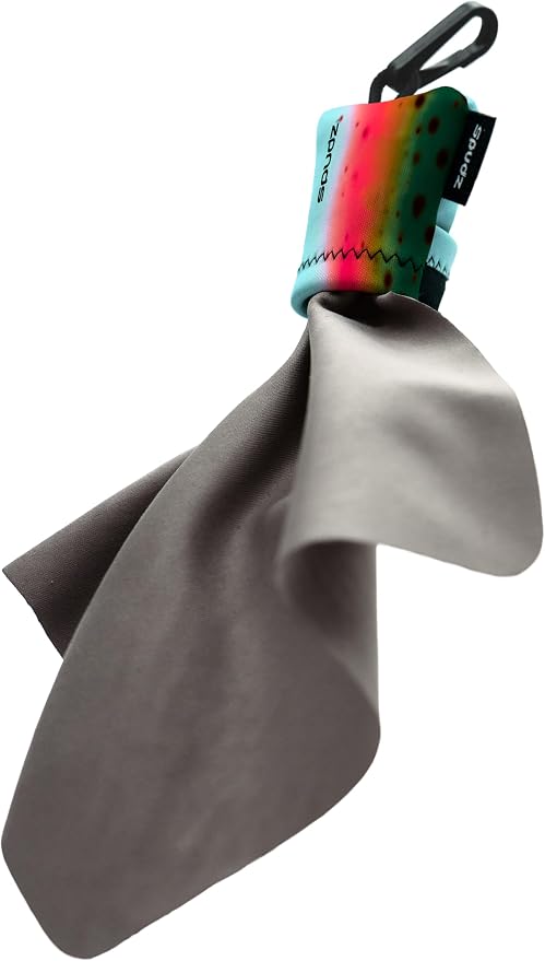 SPUDZ Ultra Microfiber Lens Cleaner with Closeable Bottom – Clip-On Pouch, Washable – for Binoculars, Scopes, Glasses, Screens | Ultra Rainbow, 6 x 6 Inch by SPUDZ
