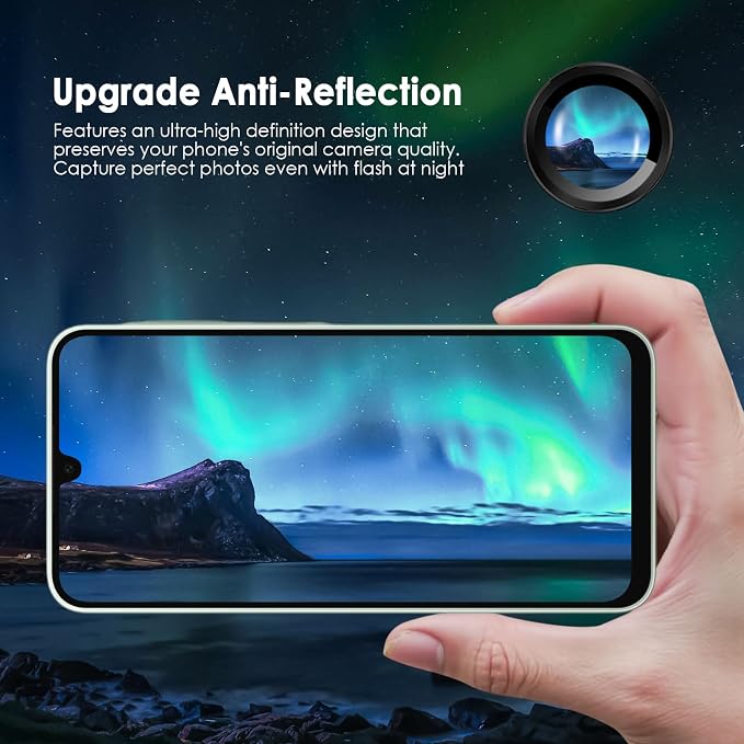 Camera Lens Protector for Samsung Galaxy A16, Black | AR+AF, 9H Tempered Glass, Individual Metal Ring, Anti Glare, Fall Protection, Camera Screen Cover - Image 5