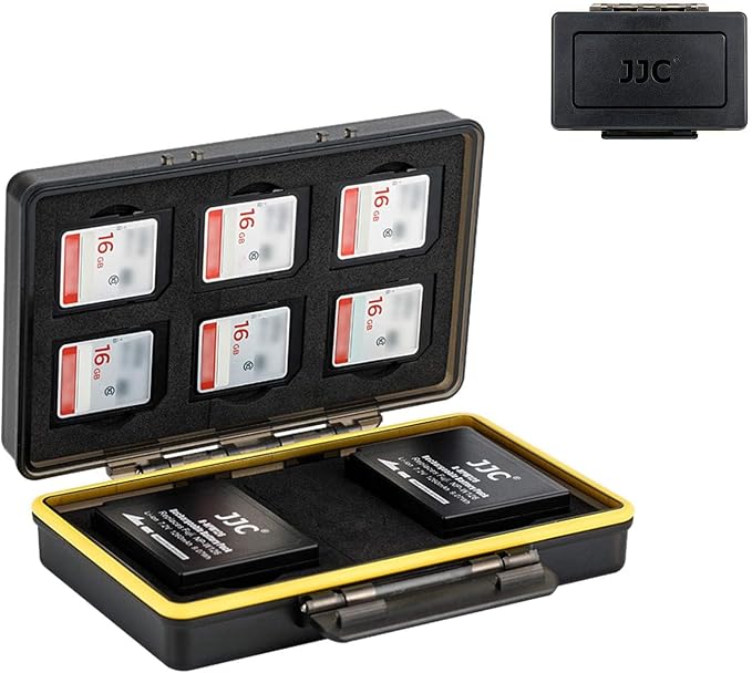 Fujifilm NP-W126 NP-W126S Camera Battery Memory Card Storage Case Holder for 6 SD Card + 2 Slots Battery, Fuji Camera Battery Box on X100VI X-T3 X-T30 X-T100 X100F X-A10 X-Pro2 X-Pro1 X-T2 X-T1 X-T20 by JJC