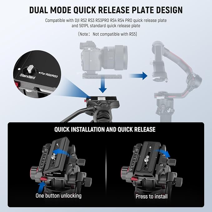 NEEWER 78" Video Camera Tripod Carbon Fiber with Damping Adjustable Fluid Head, One Step Quick Release with QR Plate & Handle, Heavy Duty Tripod Stand for DSLR Cameras Camcorders, Max Load 22lb, LL37 - Image 5