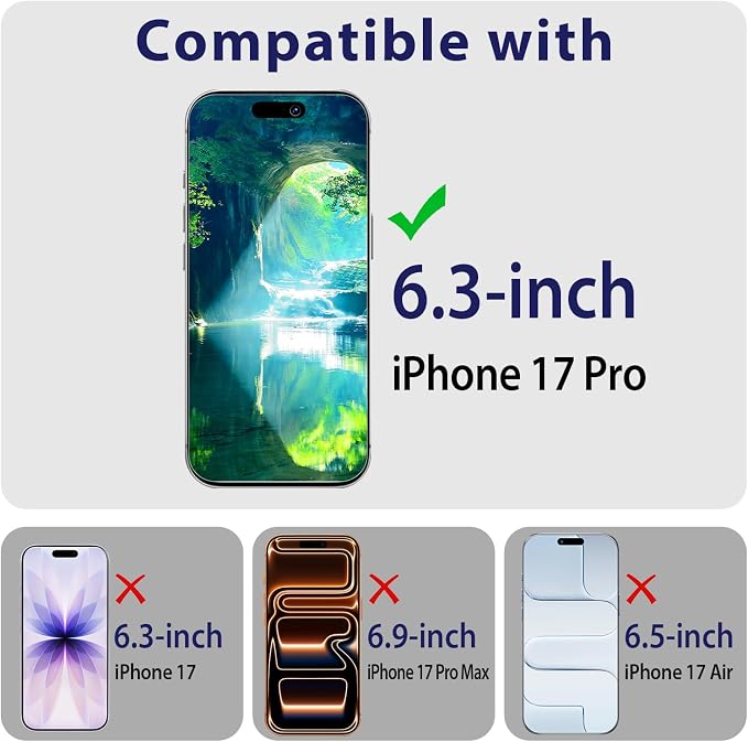 2+2 Pack Screen Protector for iPhone 17 Pro 6.3 Inch Tempered Glass | with Camera Lens Protector, 9H Hardness, Anti Scratch, Bubble Free - Image 2