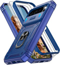 Gritup for Google Pixel 10 Pro XL Case with Screen Protector*2 | Magnetic Stand & Slide Camera Cover, Shock Proof Military-Grade Phone Case, Blue by Gritup