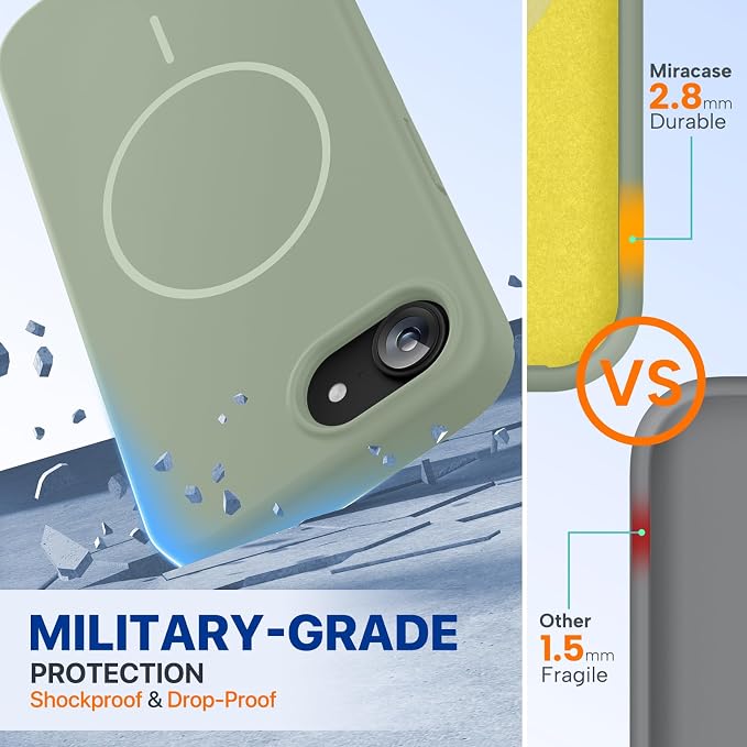 Miracase Magnetic for iPhone 17e Case & iPhone 16e Case, [Soft Anti-Scratch Microfiber Lining], Compatible with MagSafe, Silicone Shockproof Drop Protection Phone Case for iPhone 17e/16e, Patina Green - Image 2