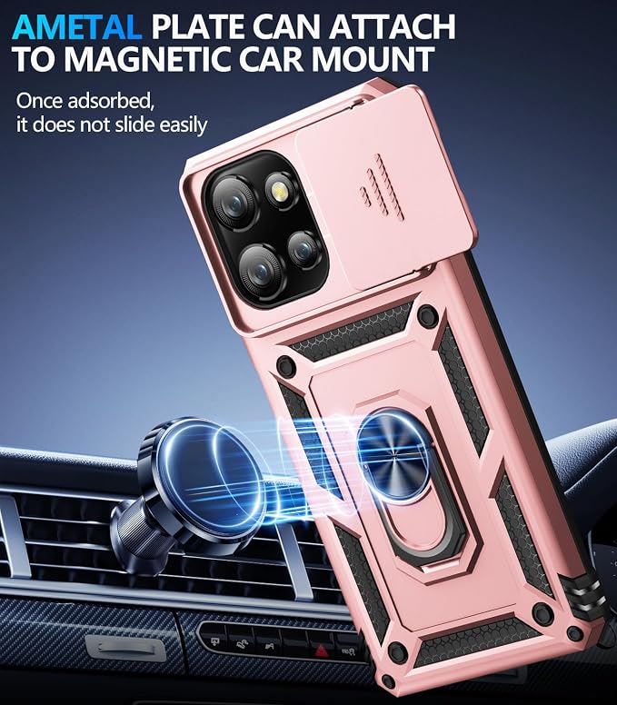Taisairu for Motorola Moto G Power 2026/G Power 2025 Case with Screen Protector & Slide Camera Lens Cover, Built-in Ring Stand Cover for Moto G Power 2025/Moto G Power 2026 Case (Rose Gold) - Image 5
