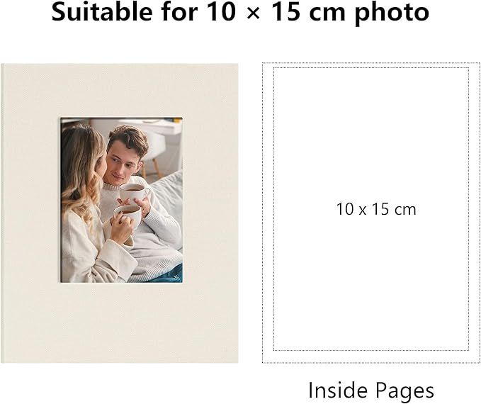 Small 4x6 Photo Album 24 Pockets Linen Cover Beige | Linen Cover, Front Window, Portable Mini Picture Book, Travel Wedding Memories - Image 2