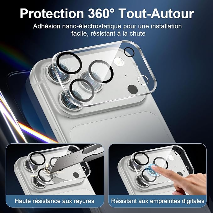 NEW'C 3x Screen Protector for iPhone 17 Pro (6.3 inches)+ 3x Camera Lens Protector, Sensor Protection, Case Friendly Tempered Glass Film, Ultra Resistant, Easy installation tool include - Image 4