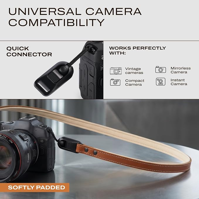 Slim Leather Camera Strap with Quick Release, Neck, Shoulder Strap - Image 3