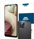 Galaxy A12 HD Clear Tempered Glass Screen Protector + Camera Lens Protectors, [2+2 Pack] [3D Glass] [Bubble-Free] [Anti-Glare] Screen Protector Glass For Samsung Galaxy A12 by YEYEBF