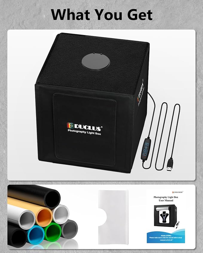 Light Box Photography, 16x16 Inch Photo Light Box with 160 Dimmable LED Lights (CRI 97+), 6 PVC & 2 Paper Backdrops, Portable Studio Box for Product Photography: Jewelry, Food, Shoes - Image 7