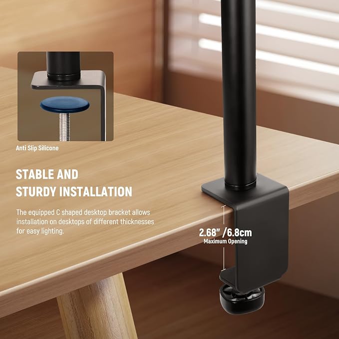 NEEWER Basics 18W 7" Desktop Ring Light with Stand for Desk, Video Conference Streaming Recording Makeup Selfie Computer Laptop Zoom Lighting, Full Screen LED Circle Ringlight with Arm & C Clamp, R18 - Image 7