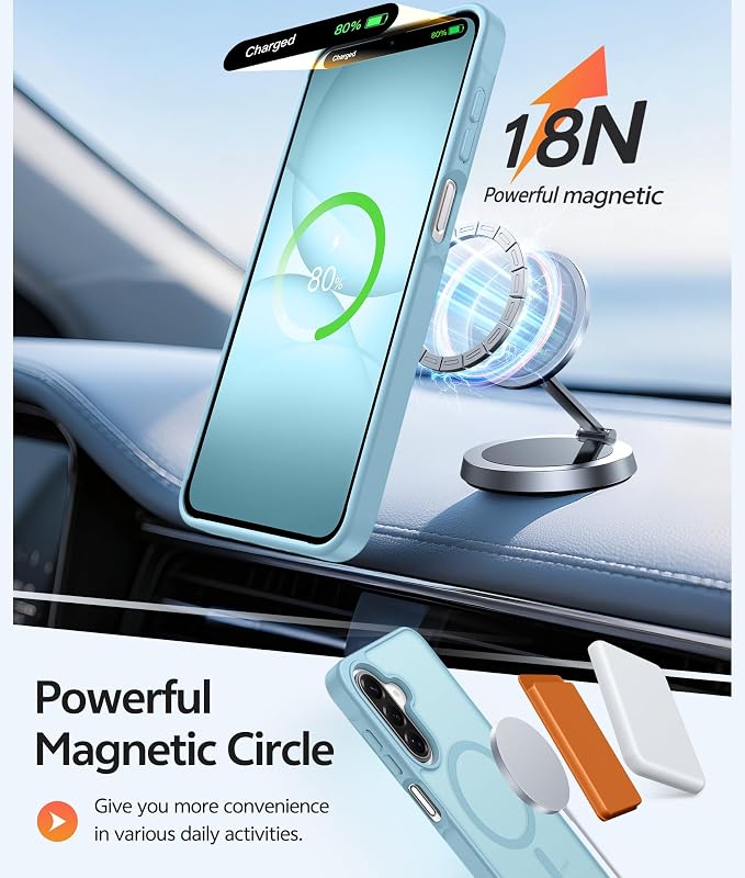 FNTCASE for Galaxy A17/A16 5G Phone Case, Fit for Magsafe, Screen Protector | Translucent Matte, 14FT Military Grade Drop Protection, Slim Shockproof Protective, for Samsung A 17 A 16 Cover, Teal - Image 3